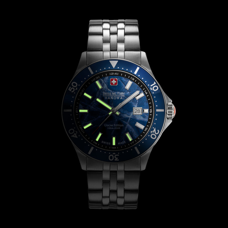 Swiss Military Hanowa Orologio analogico unisex Acciaio inossidabile Blu 42 mm Orologi da uomo cronografi Swiss Made