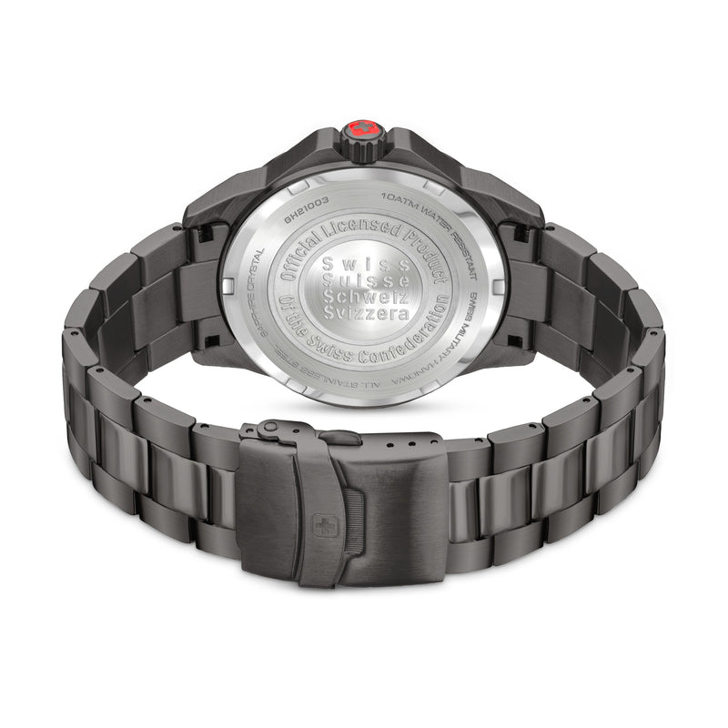 Swiss Military Hanowa Unisex Wristwatch Black 42mm Stainless Steel Men's Watch Chronograph Date Analog Quartz