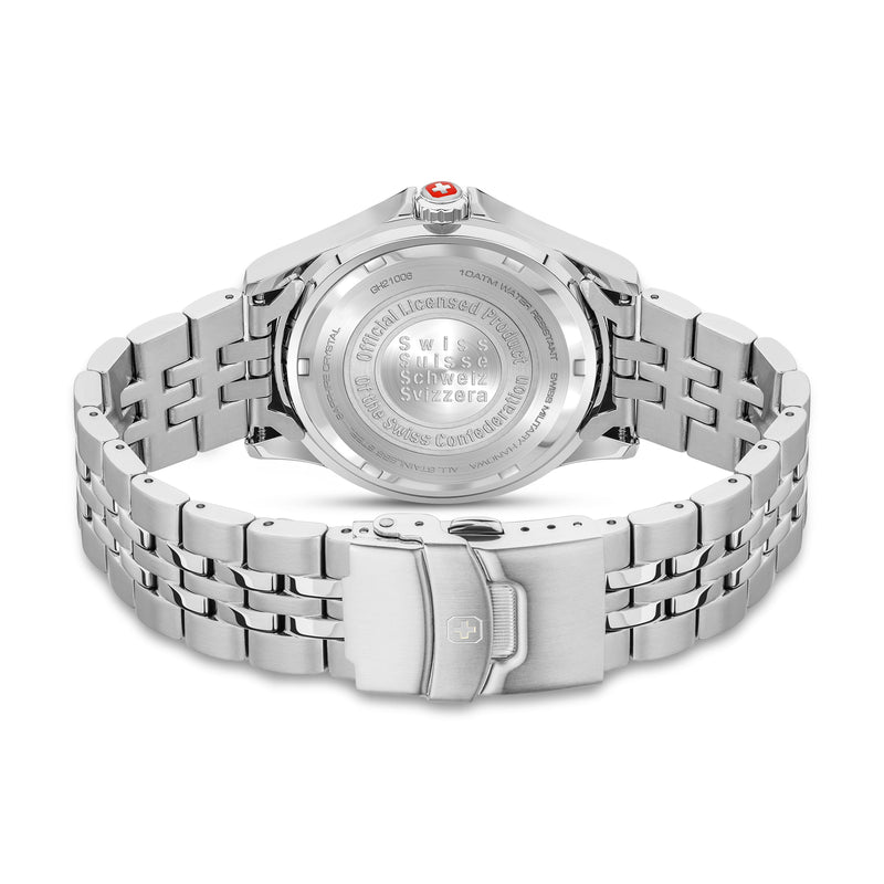 FLAGSHIP X Herren Edelstahl Silber/Schwarz Analog Quarz Chronograph Herrenuhr Zeitmesser - Swiss Made