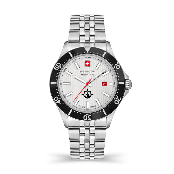Swiss Military Hanowa Men's Wristwatch Stainless Steel Silver/Black Analog Quartz Chronograph Men's Watch Timepiece Movement