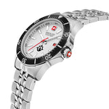 FLAGSHIP X Herren Edelstahl Silber/Schwarz Analog Quarz Chronograph Herrenuhr Zeitmesser - Swiss Made