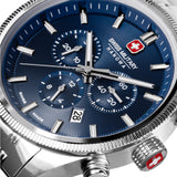 Swiss Military Hanowa Men's Chronograph Watch Stainless Steel Blue 42mm Men's Watch Wristwatch Chronograph Swiss Made