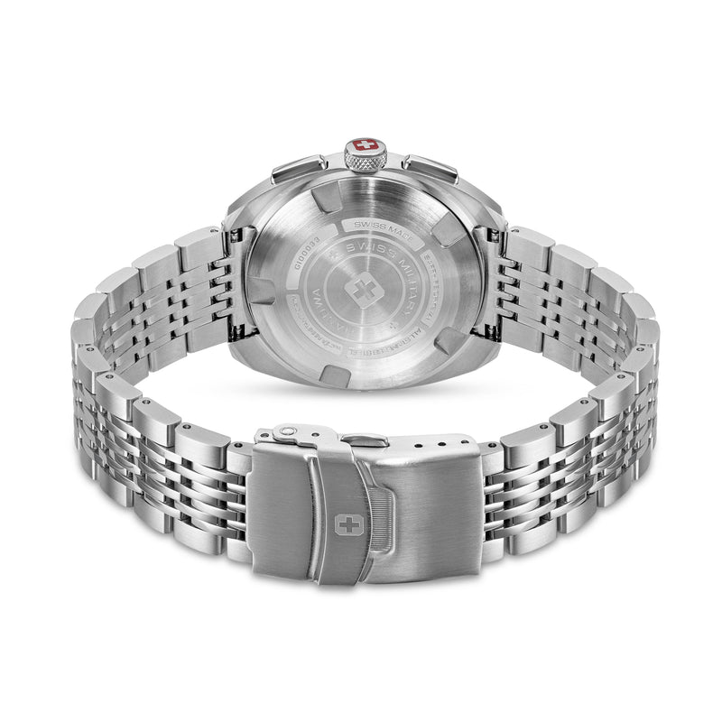 Swiss Military Hanowa Men's Wrist Watch Chronograph 42mm Stainless Steel Silver/Black Men's Wrist Watch Chronograph Swiss Made