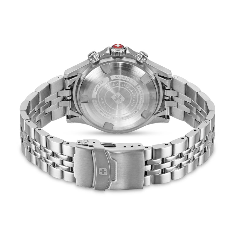 Orologio da uomo Swiss Military Hanowa con cronografo in acciaio inossidabile blu/argento