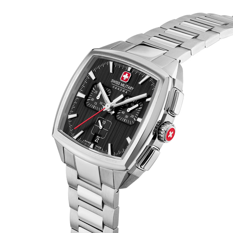 Orologio da uomo Swiss Military Hanowa cronografo in acciaio inossidabile nero 42 mm - ora, data e cronometro