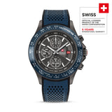 Swiss Military Hanowa Orologio da uomo Cronografo 42 mm Pelle/Acciaio Blu/Nero Orologio da uomo Cronografo Orologio da uomo