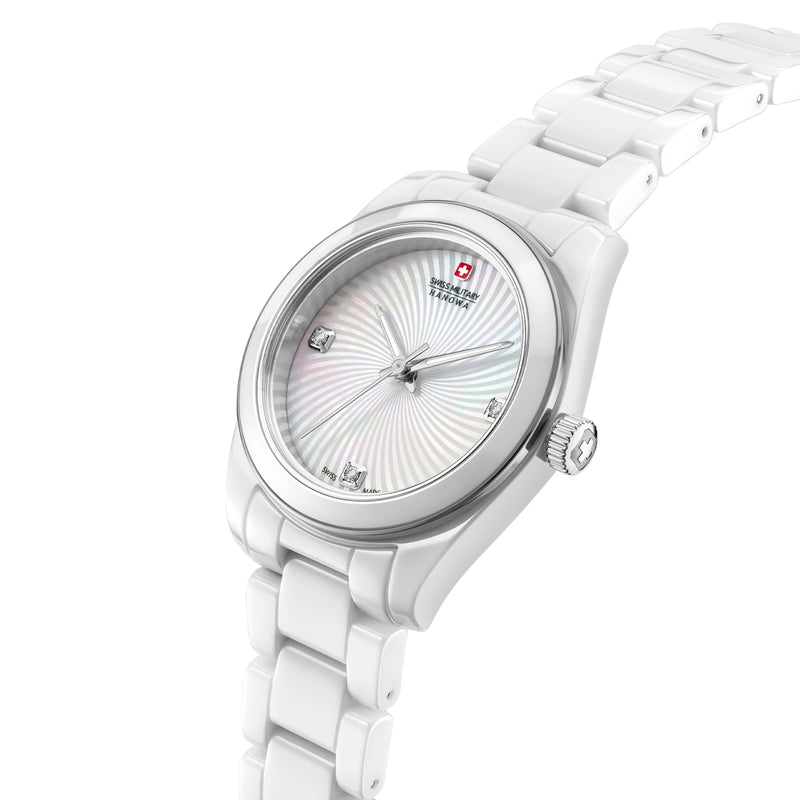 Swiss Military Hanowa Orologio da donna Argento 36 mm Acciaio inossidabile Orologio svizzero Made in Italy Cronografo Orologio da donna Orologio da polso Orologi