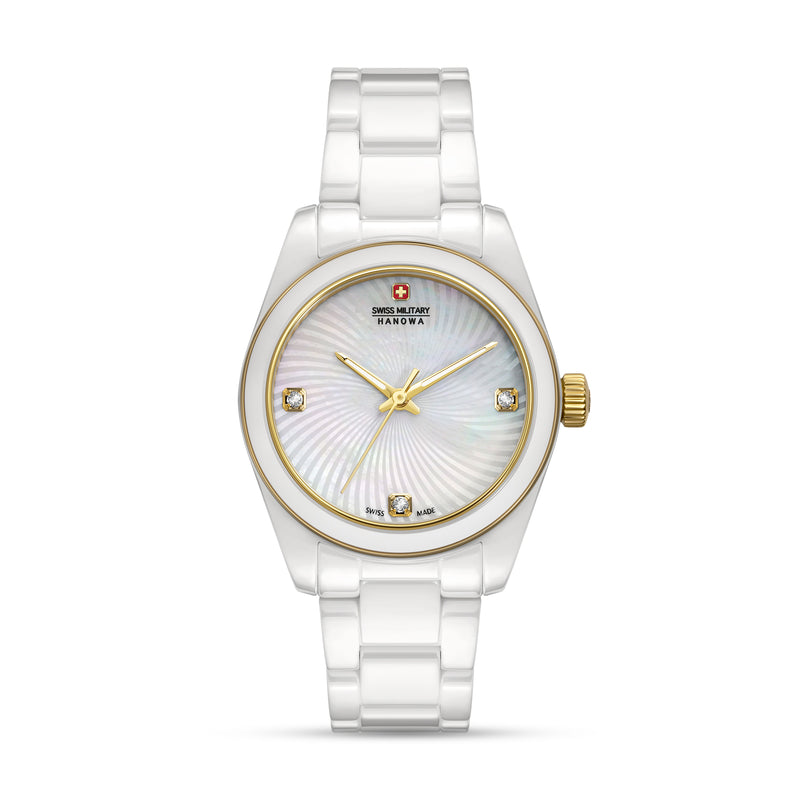Orologio da donna Swiss Military Hanowa analogico in ceramica bianco/oro 38 mm - Orologio svizzero da polso