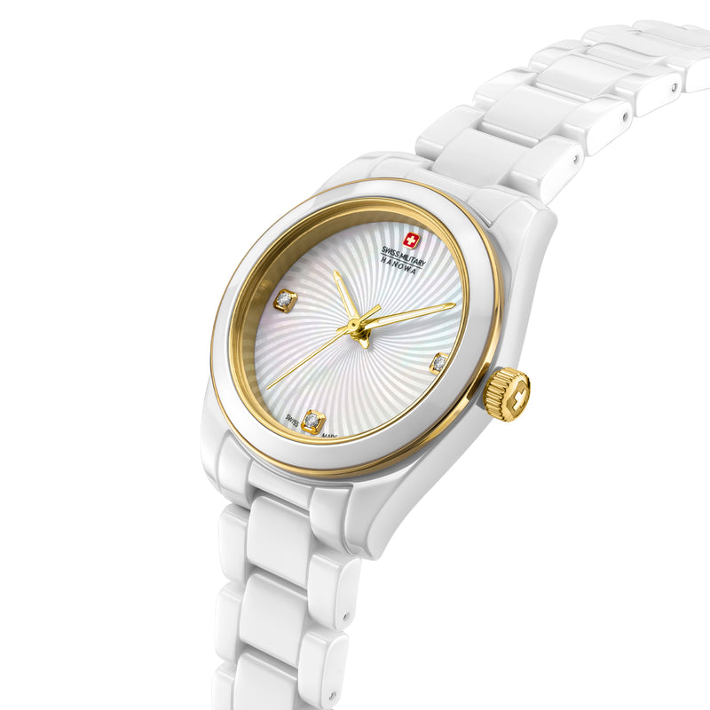 Orologio da donna Swiss Military Hanowa analogico in ceramica bianco/oro 38 mm - Orologio svizzero da polso