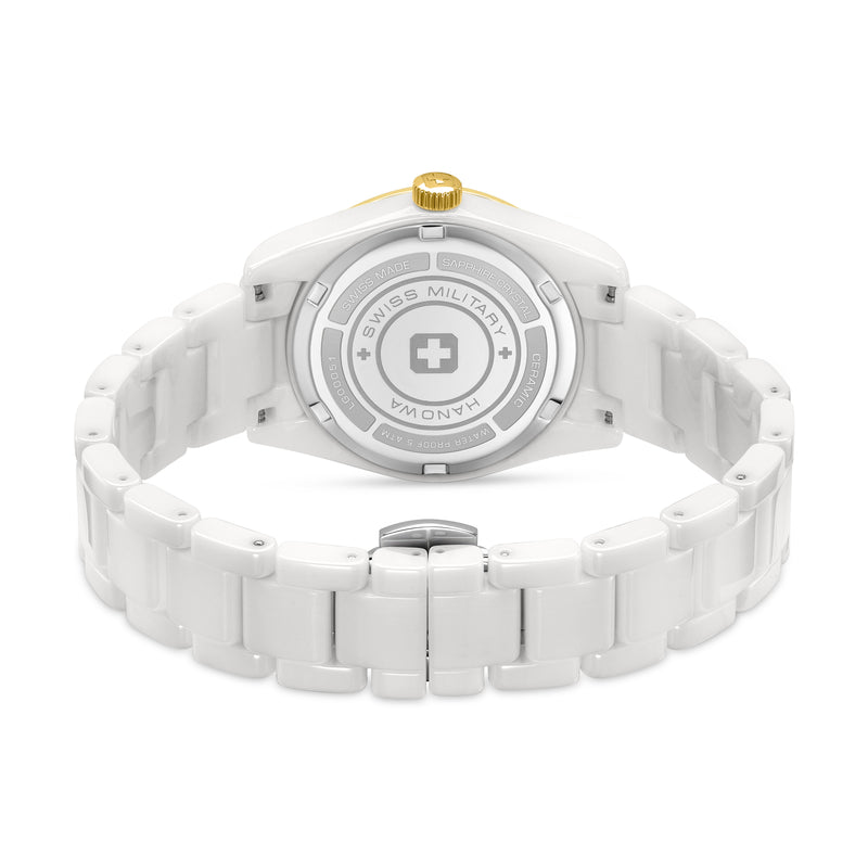 Orologio da donna Swiss Military Hanowa analogico in ceramica bianco/oro 38 mm - Orologio svizzero da polso