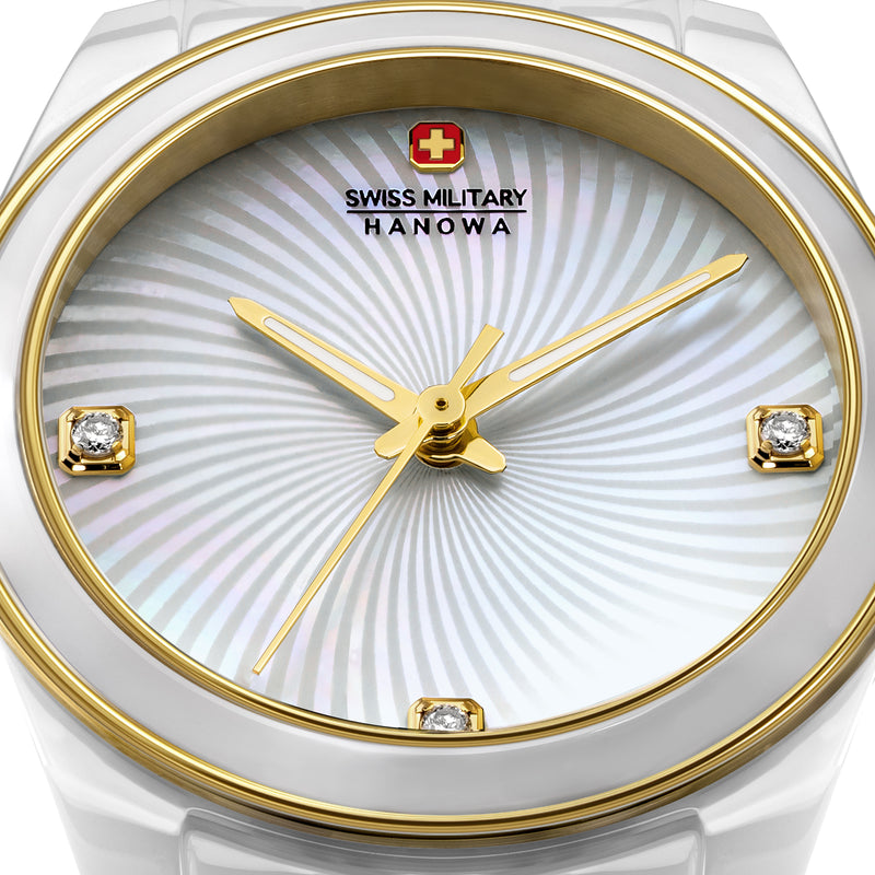 Orologio da donna Swiss Military Hanowa analogico in ceramica bianco/oro 38 mm - Orologio svizzero da polso