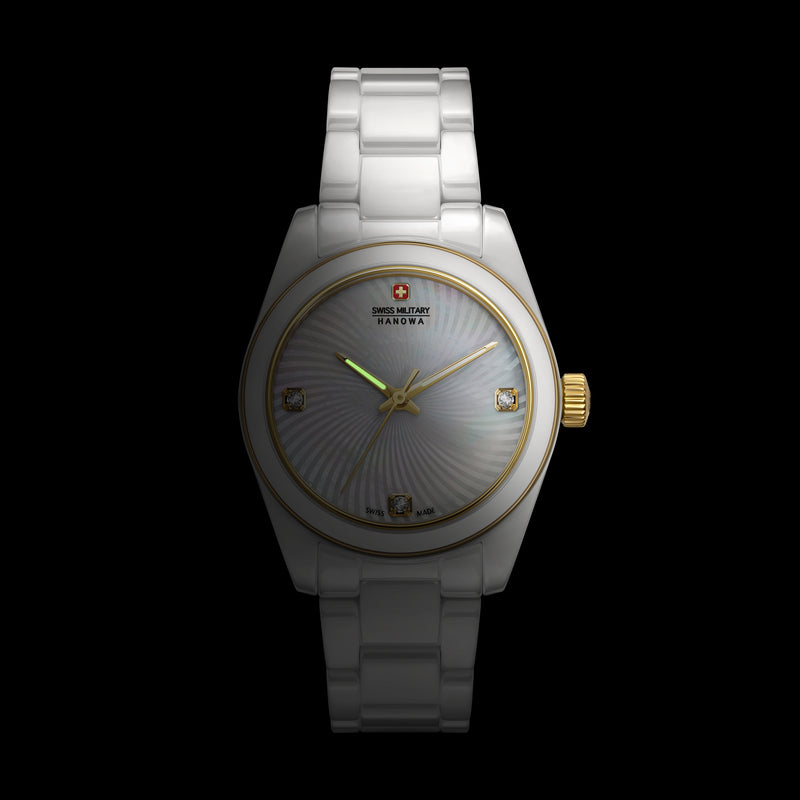 Orologio da donna Swiss Military Hanowa analogico in ceramica bianco/oro 38 mm - Orologio svizzero da polso