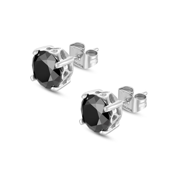 Police Unisex Stud Earrings Black Stainless Steel Earrings Silver Stud Earrings Women Men Jewelry