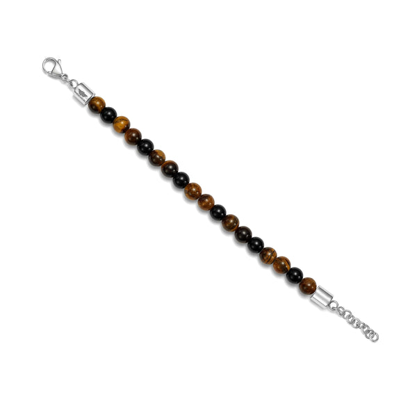 Bracciale da uomo della polizia occhio di tigre perline nere bracciale in acciaio inossidabile catena di gioielli da uomo regalo