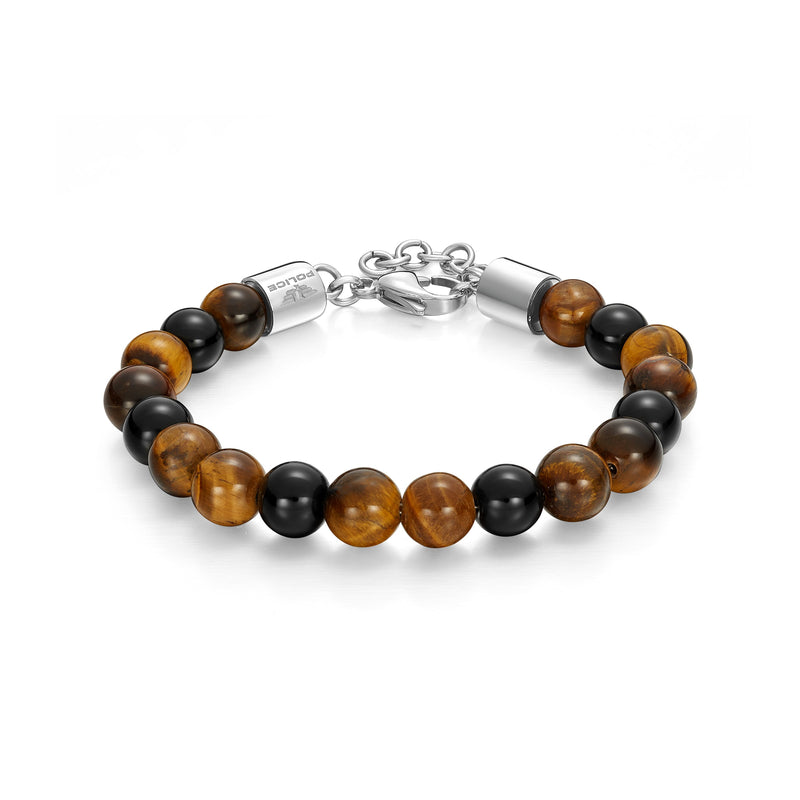 Police Herren Armband Tigerauge Schwarz Perlen Edelstahl Armband Herren Schmuck Kette Geschenk