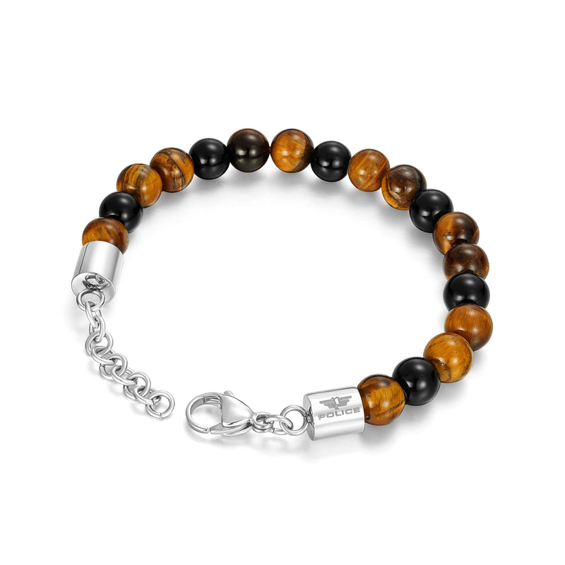 Police Herren Armband Tigerauge Schwarz Perlen Edelstahl Armband Herren Schmuck Kette Geschenk