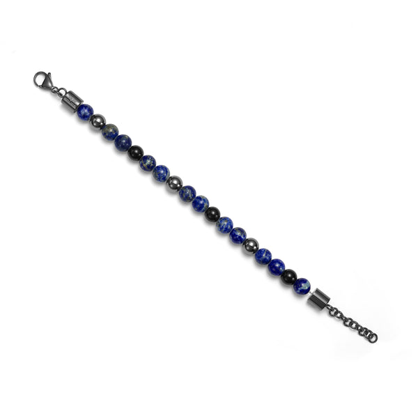 Bracciale da uomo Police Bracciale con perline in acciaio inossidabile Blu Nero Grigio 20 cm Bracciale da uomo con gioielli Bracciale da uomo