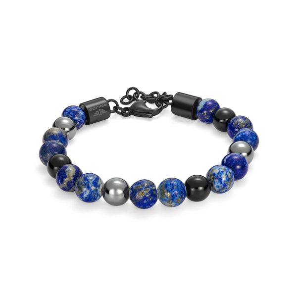 Bracciale da uomo Police Bracciale con perline in acciaio inossidabile Blu Nero Grigio 20 cm Bracciale da uomo con gioielli Bracciale da uomo