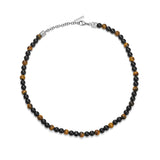 Police Men's Necklace Tiger Eye Black Brown Stainless Steel Chain Jewelry Men's Chain Necklace