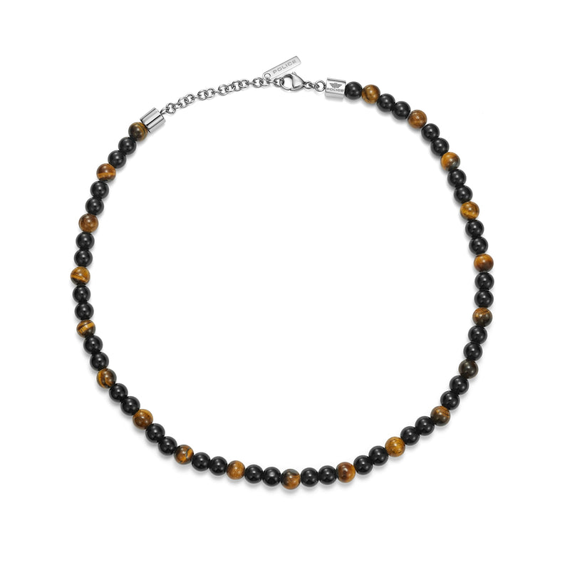 Police Men's Necklace Tiger Eye Black Brown Stainless Steel Chain Jewelry Men's Chain Necklace