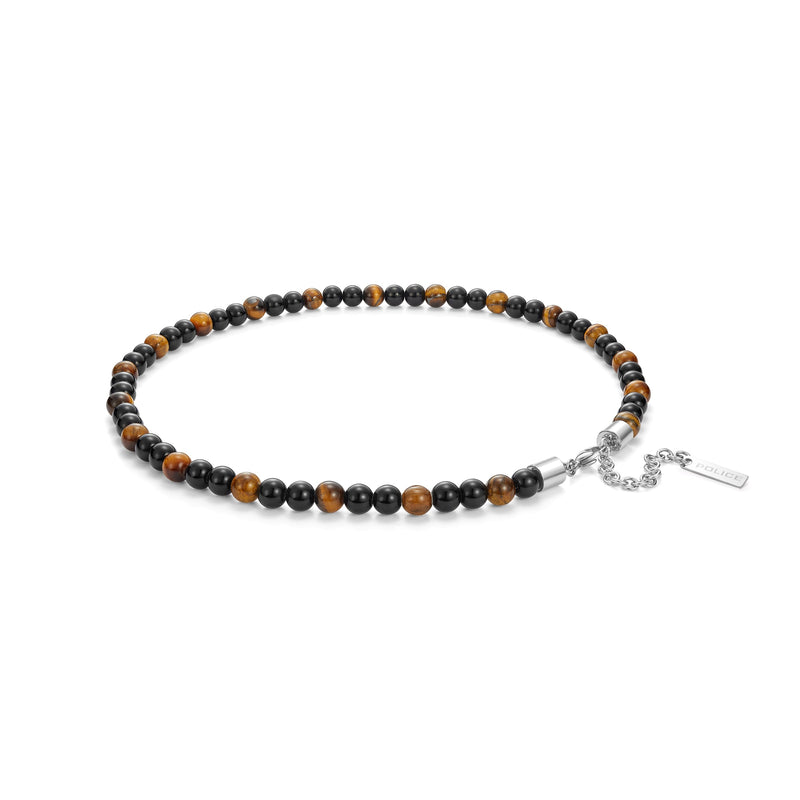 Police Men's Necklace Tiger Eye Black Brown Stainless Steel Chain Jewelry Men's Chain Necklace