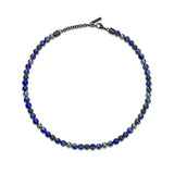 Collana da uomo Police Lapislazzuli Ematite Nero Blu Perline Collana con colletto a catena Gioielli da uomo