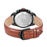 STONE MARTEN Herren Armbanduhr Chronograph Leder Blau Braun 44mm - Swiss Made