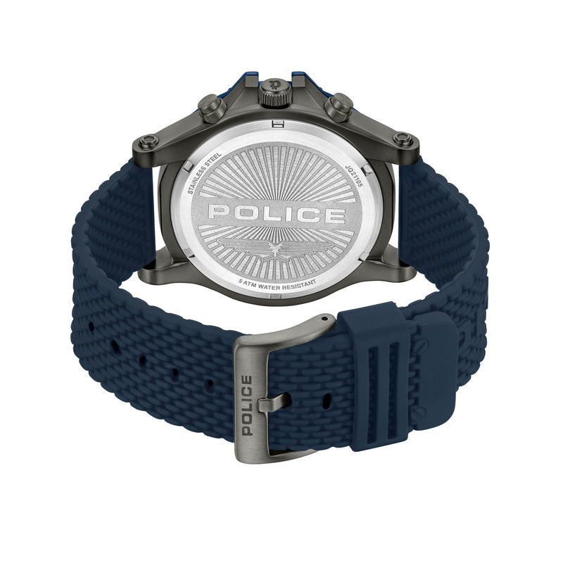 Police Men's Wristwatch Chronograph Watch Blue Black 44mm Stainless Steel Silicone - Sporty Men's Watch with Date &amp; Stopwatch