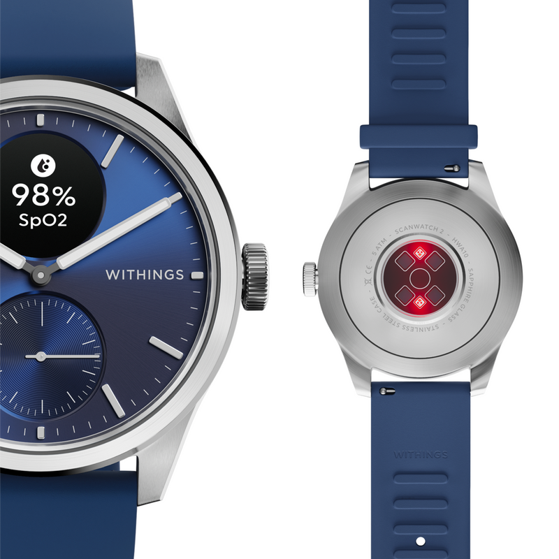 Withings ScanWatch 2 - Blau 42mm + Gratis Withings Lederarmband