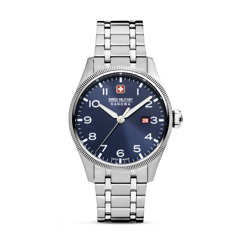 Swiss Military Hanowa Men's Wristwatch Analog Quartz Stainless Steel Blue 40mm Chronograph Men's Watch Watches