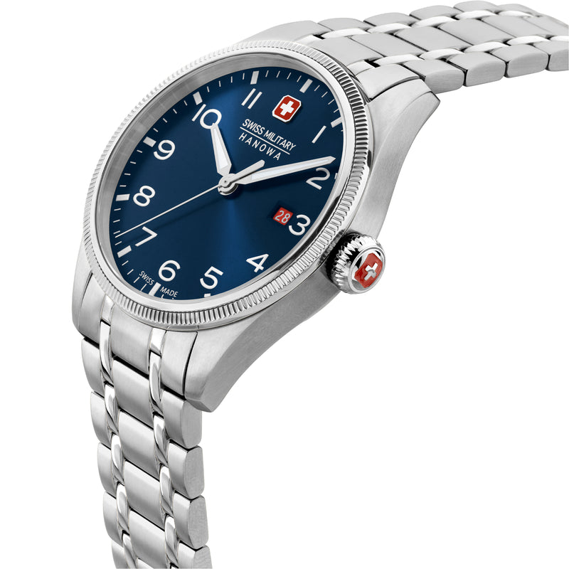 Swiss Military Hanowa Men's Wristwatch Analog Quartz Stainless Steel Blue 40mm Chronograph Men's Watch Watches