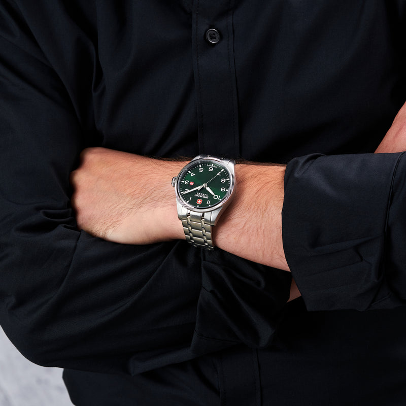 Orologio da uomo svizzero militare Hanowa THUNDERBOLT verde 40 mm orologio da uomo in acciaio inossidabile con cronografo da polso