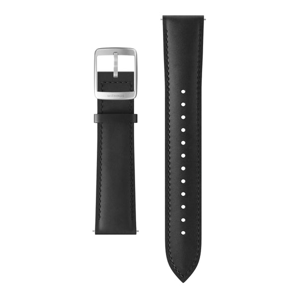 🎁 leather curved wristband, black, silver buckle 20mm (100% off)
