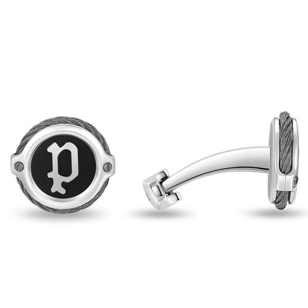 Police Men's Cufflinks Black Stainless Steel Cufflinks for Men - elegant accessory for suit and shirt