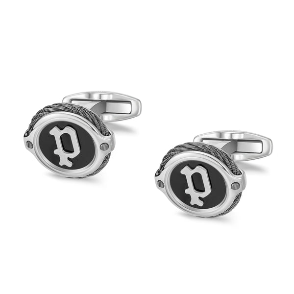 Police Men's Cufflinks Black Stainless Steel Cufflinks for Men - elegant accessory for suit and shirt