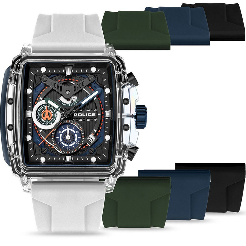 Orologio da polso da uomo Police, cronografo in silicone, 44 mm, orologio da uomo bianco – orologi sportivi da uomo