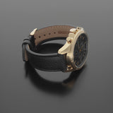 Police Herren Chronograph Uhr Leder Armband Schwarz Gold 42mm Herrenuhr Chronographen