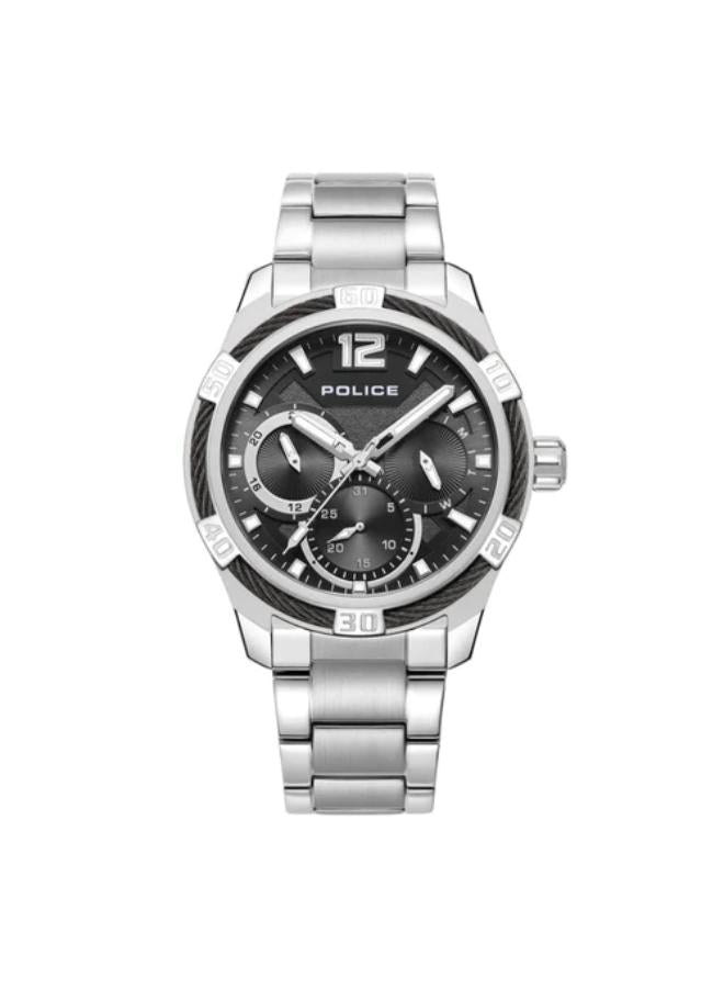 Orologio da uomo Police Cronografo analogico al quarzo in acciaio inossidabile nero argento 42 mm
