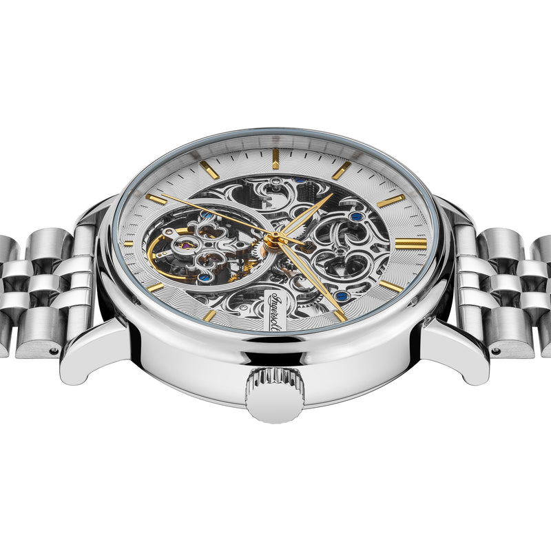 Ingersoll 1892 The Charles Men's Automatic Watch, 44 mm, with Silver Skeleton Dial and Stainless Steel Bracelet I05803B