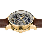 Ingersoll The Jazz 42mm Orologio automatico da uomo con fasi lunari con quadrante scheletrato in oro chiaro e cinturino in vera pelle marrone I07704